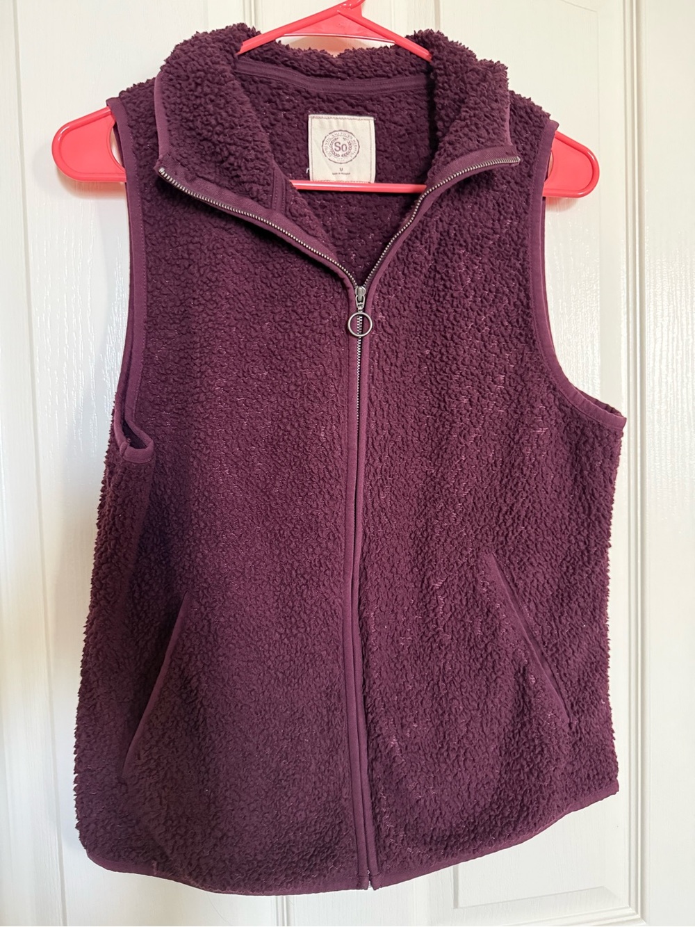 SO Plush Sherpa Zip Vest in Plum